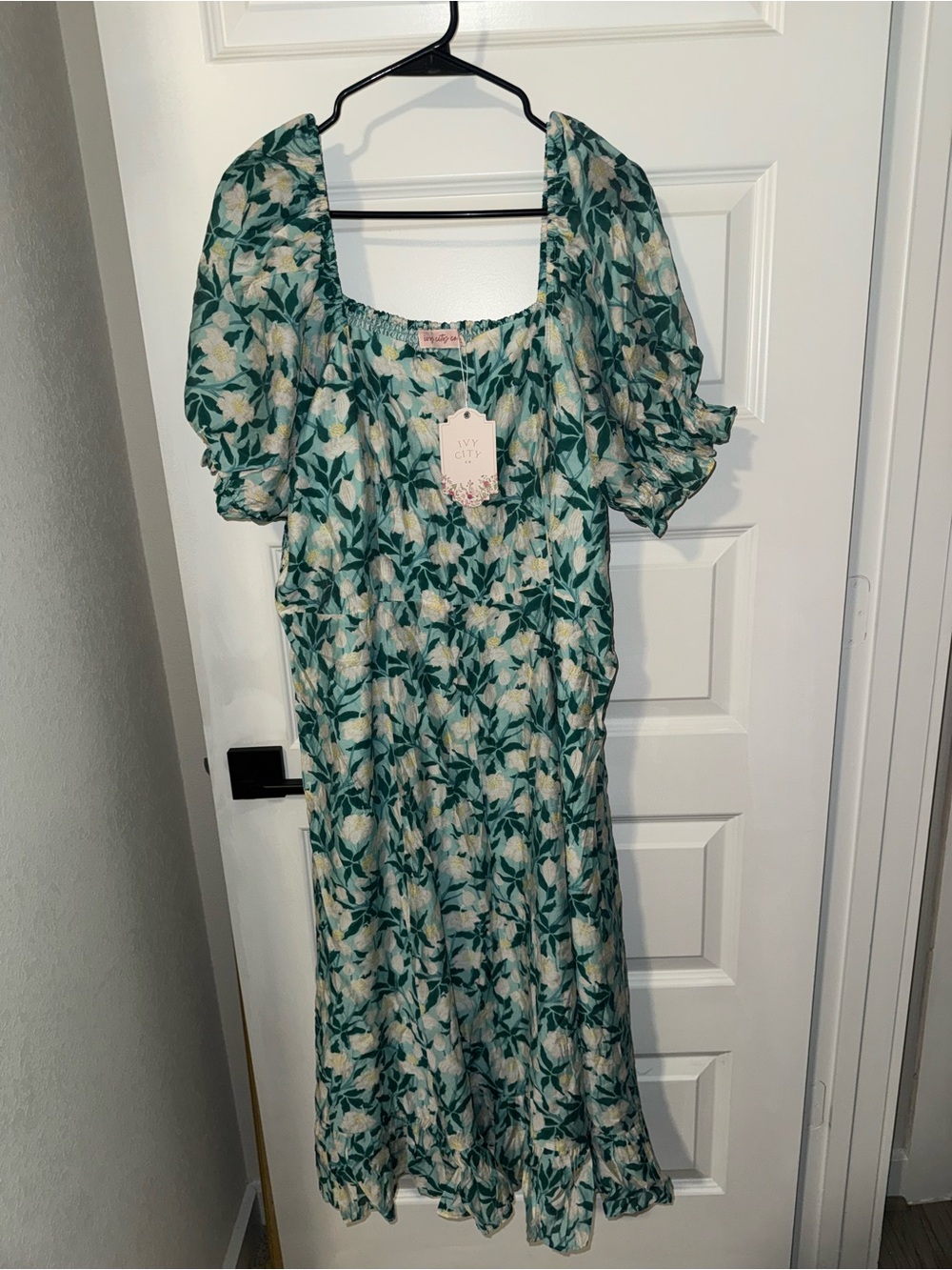 Floral Square-Neck Midi Dress NWT